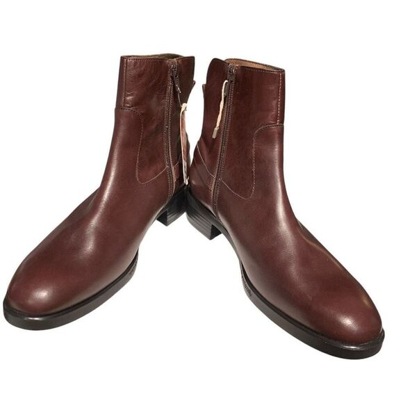 Wonders Fly Leather Chelsea Boot Ankle Height Brown Buckle Block Heel Wmn 41/10 - Picture 8 of 12